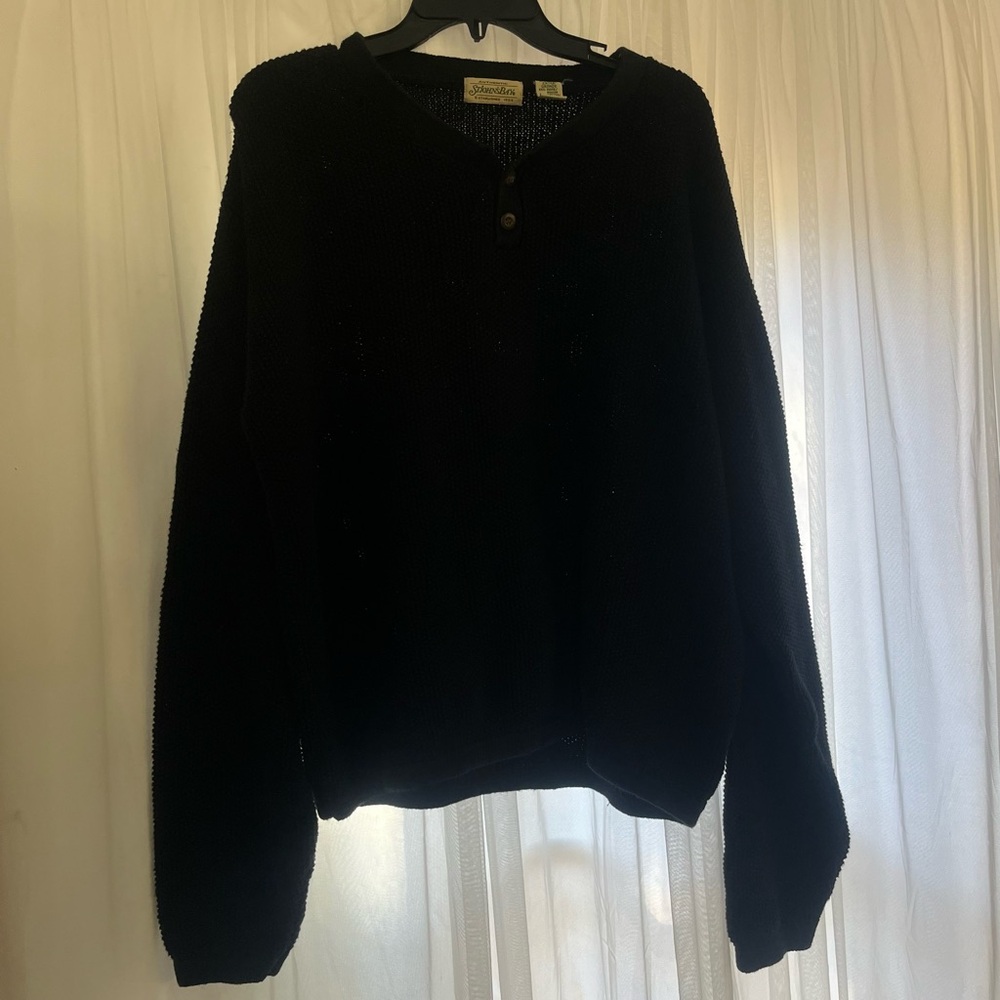 St John’s Bay Men’s xlarge Black Long Sleeve Sweater Overshirt Casual Comfy